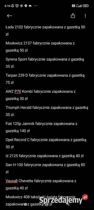 Kolekcja Kultowe Auta PRLu Pozostałe Lublin