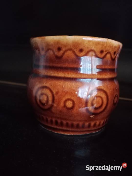 Piękny Zestaw Ceramiczny Ryby Karafka 6 kubków brązowy Dom i Ogród