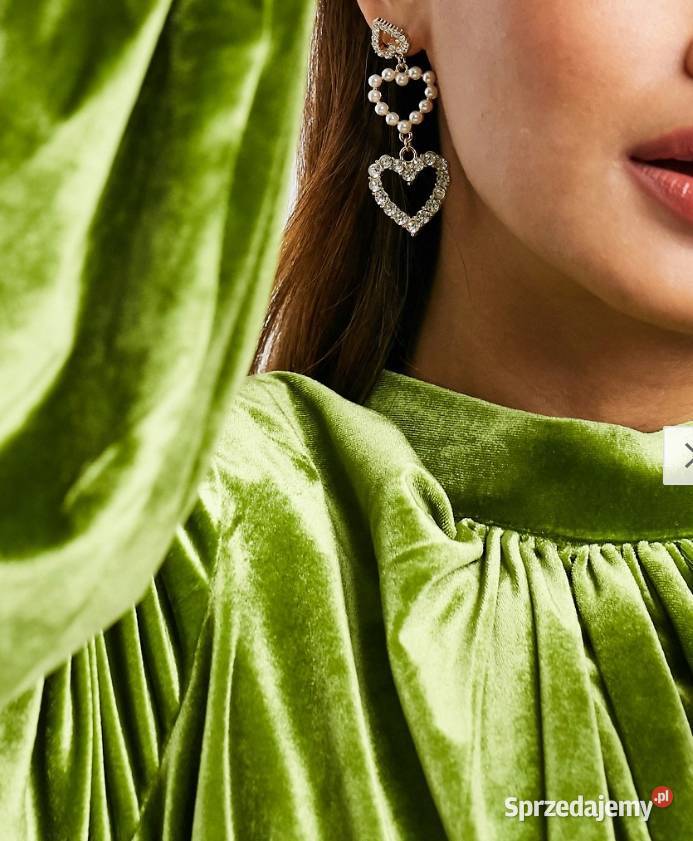 ASOS Długie bogato zdobione kolczyki serca perły Kraków