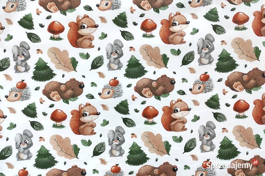 Tkanina leśne zwierzęta Materiał na pościel Lublin