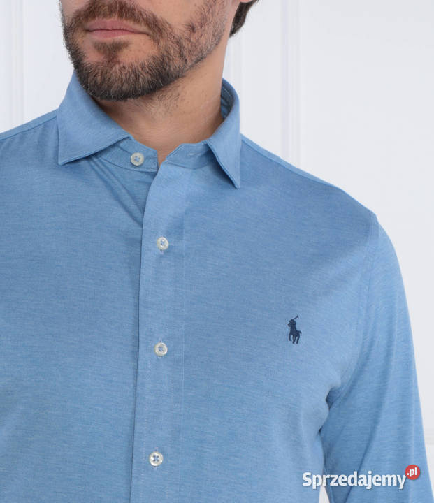Koszula męska Ralph Lauren bawełniana niebieska Odzież wyjściowa Białystok