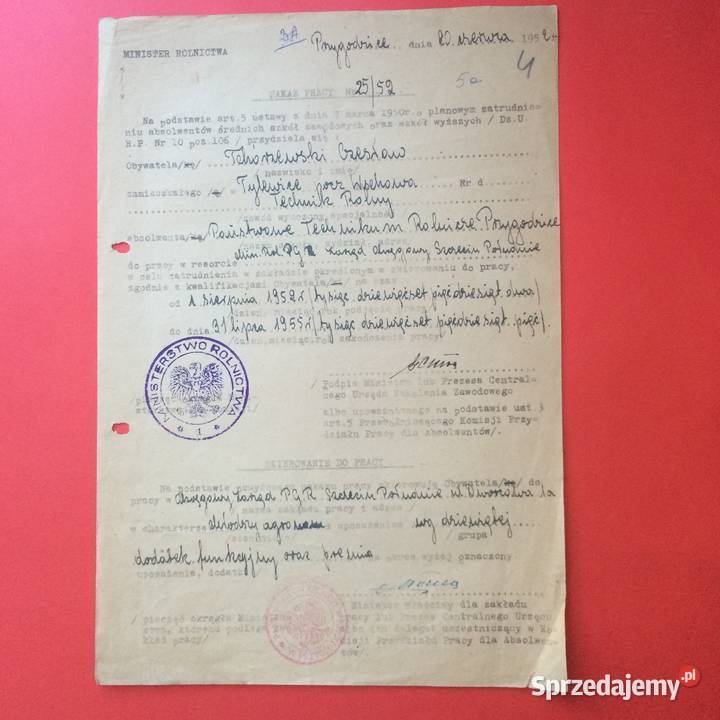 1751 Nakaz Pracy Tchórzewski Szczecin sprzedam