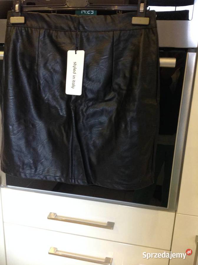 Spódnica Czarna Mini Skórzana Damska L napy NOWA Nowa Sól