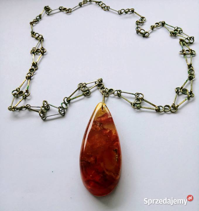 Naszyjnikwisiorek z bursztynami lata70te podkarpackie