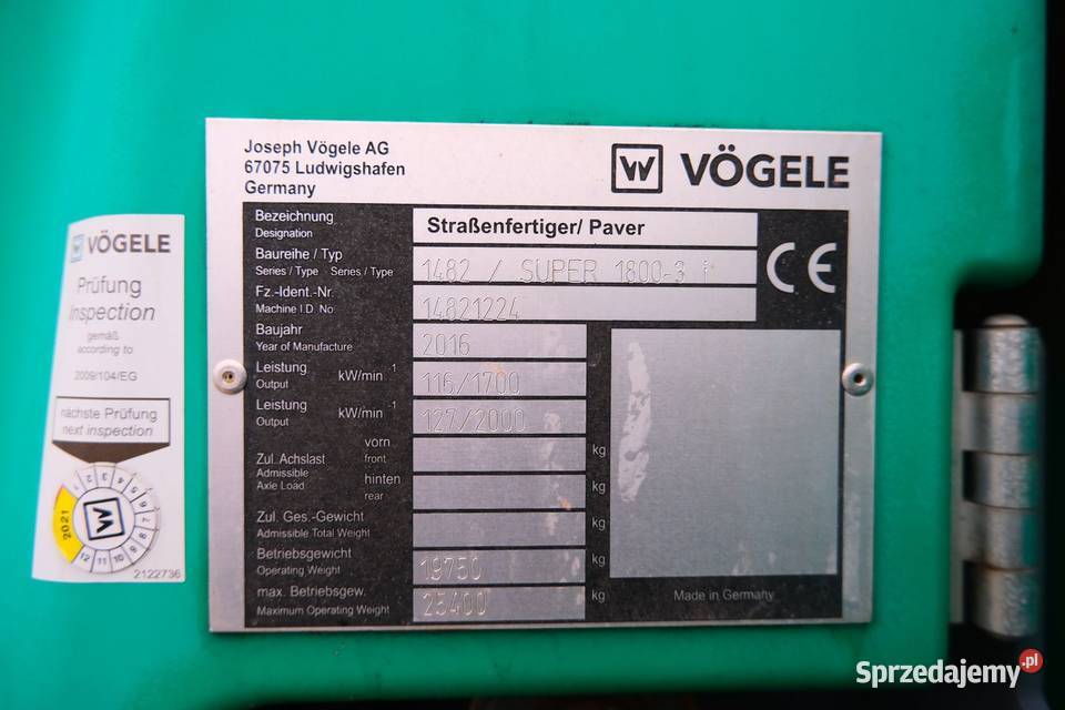 ROZKŁADARKA MAS BITUMICZNYCH VOGELE SUPER 18003I Warszawa