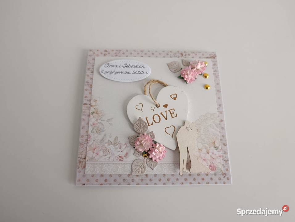 Personalizowana kartka ślubna ręcznie wykonana Łódź