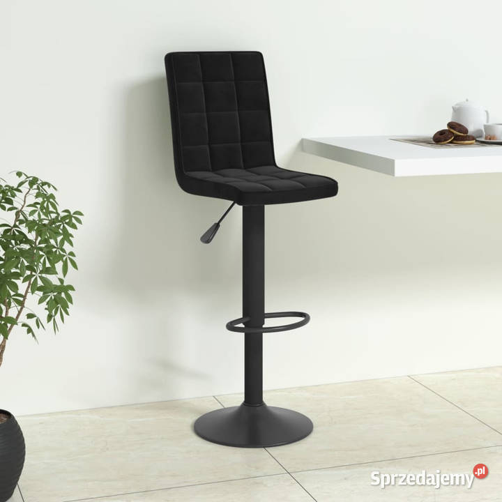 Stołek barowy czarny obity aksamitem WM335749 Warszawa