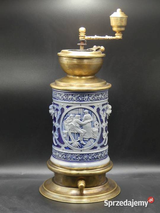 okazały kamionkowy młynek do kawy sygnowany Poznań