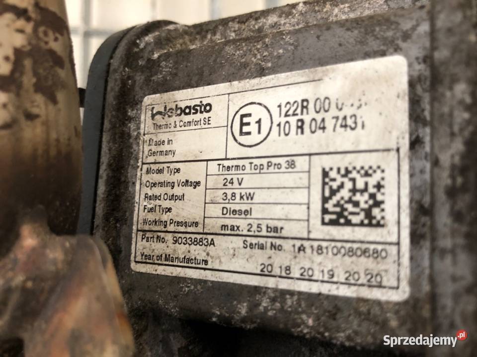 OGRZEWANIE POSTOJOWE WEBASTO THERMO TOP PRO 38 ciężarowe