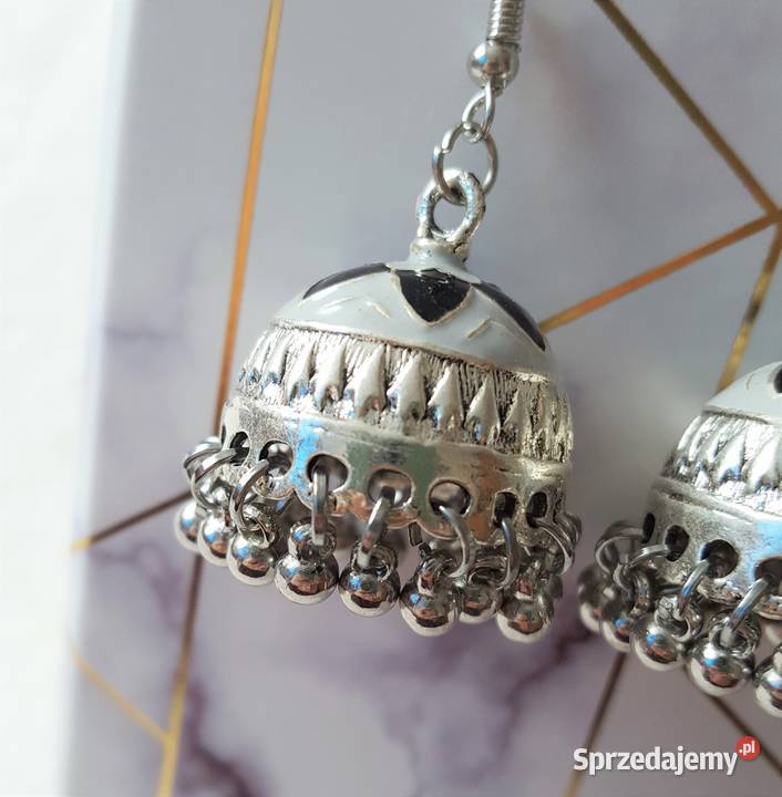 Nowe kolczyki indyjskie dzwonki srebrny kolor zachodniopomorskie Szczecin sprzedam