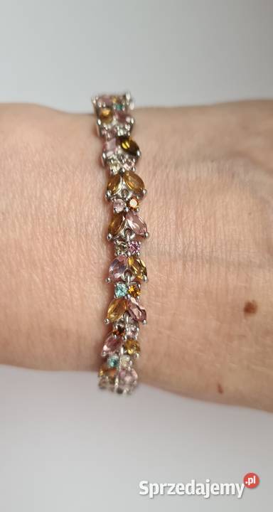 Srebra bransoletka z turmalinami kolorowymi srebro sprzedam