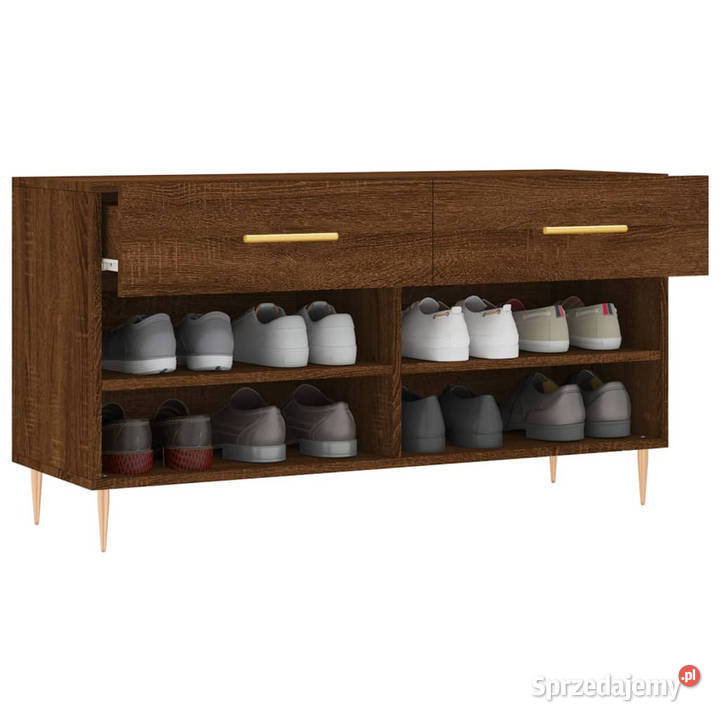 Ławka z miejscem na buty brązowy dąb 102x35x55 mazowieckie Warszawa