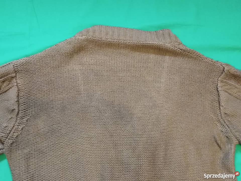 Ciepły gruby rozpinany brązowy sweter marki Look Inny wzór