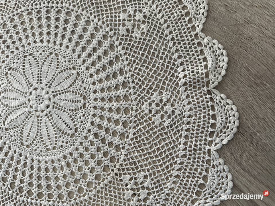 Serweta szydełko śr 60 biała łódzkie Łódź