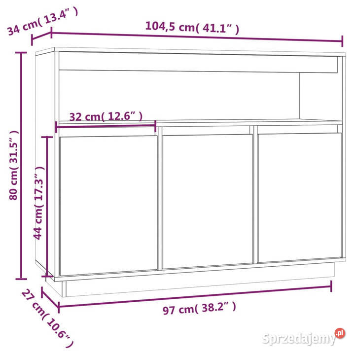 Szafka biała 1045x34x80 lite drewno sosnowe Warszawa
