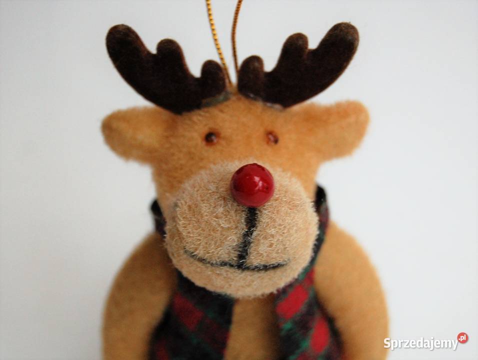 Renifer w ubranku maskotka zawieszka świąteczna wielokolorowy