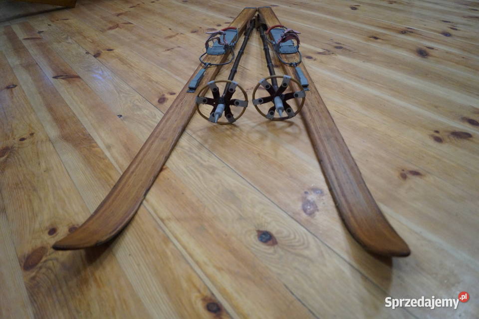 Stare narty jesionowe 180 z kijkami Pruchnik