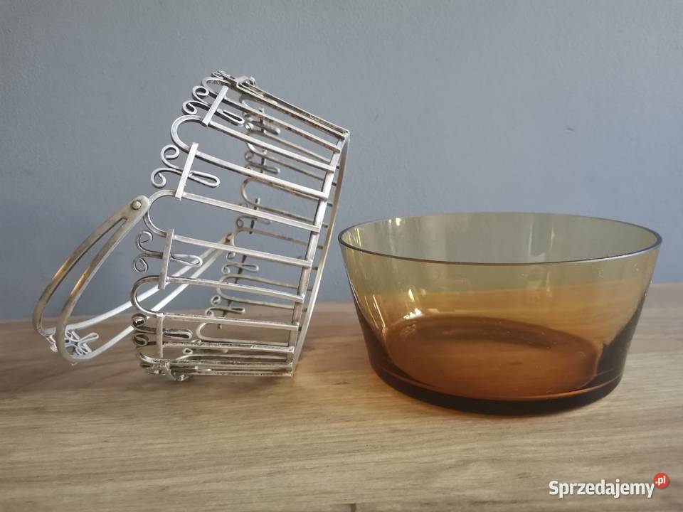 Stara posrebrzana cukiernica cukierniczka szkło Antyki Katowice