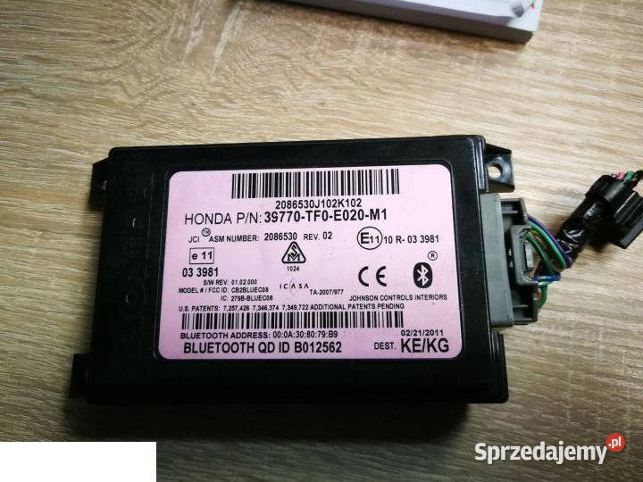Honda Jazz 2012 2014 moduł bluetooth Kozubszczyzna sprzedam