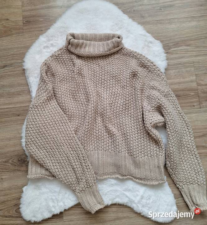 Gruby kremowy sweter półgolf beżowy HM 36 Kraków sprzedam
