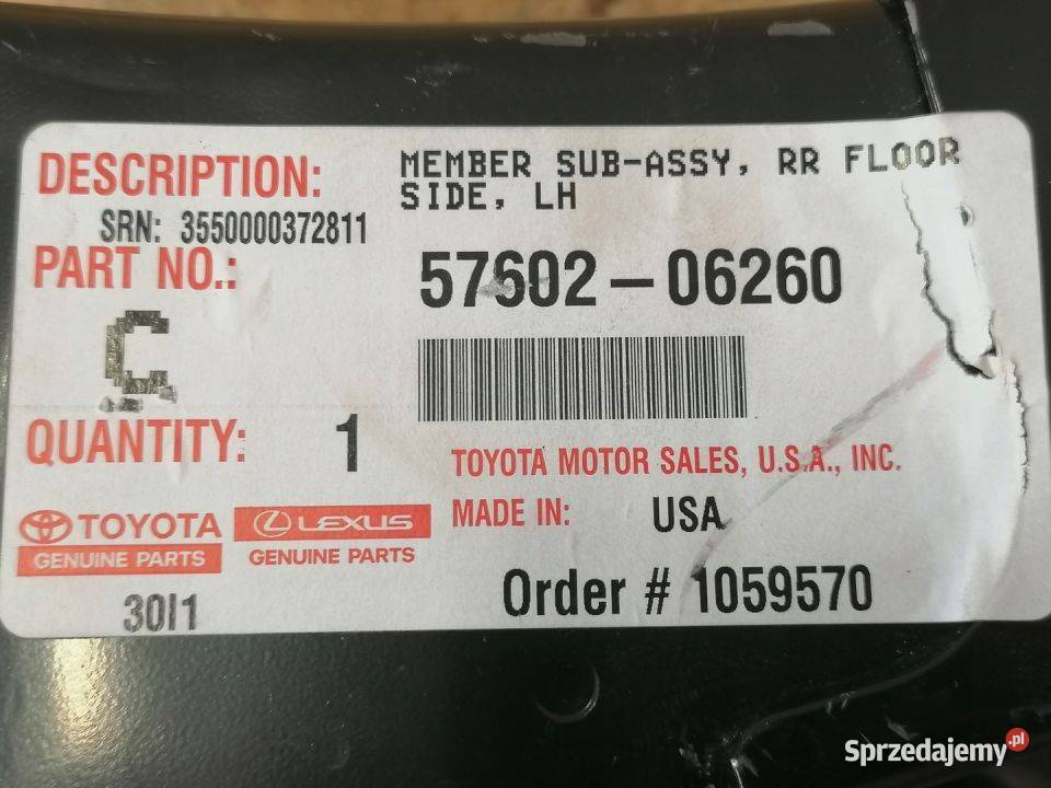 TOYOTA CAMRY AVALON LEXUS ES PODŁUŻNICA LEWY TYŁ Zestawy części blacharskich Pleszew
