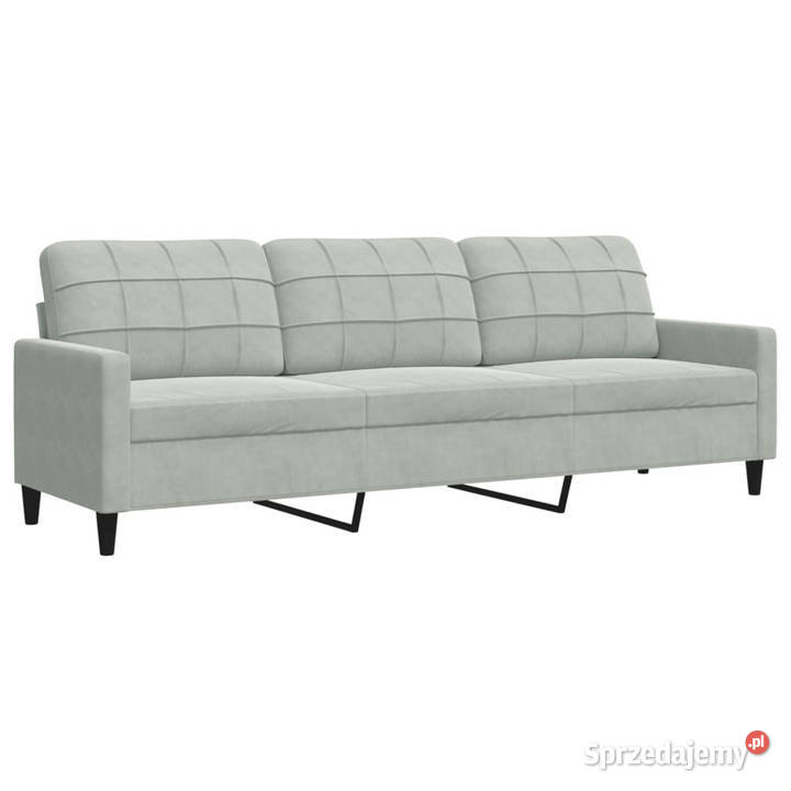 Sofa 3osobowa jasnoszary 210 obita aksamitem