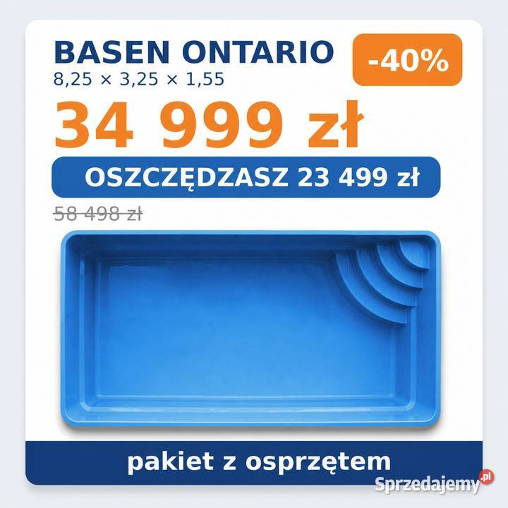 Basen ogrodowy poliestrowy ZESTAW 825x325x155m Dom i Ogród Łódź