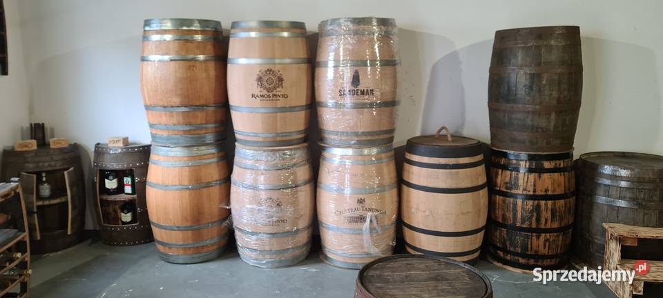 Beczka dębowa drewniana solidna whisky winie