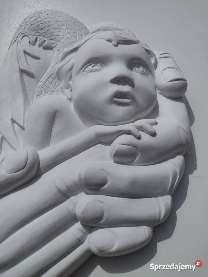 ANIOŁEK Płaskorzeźba FIGURKA ANIOŁ STRÓŻ Dziecko Figurki i rzeźby
