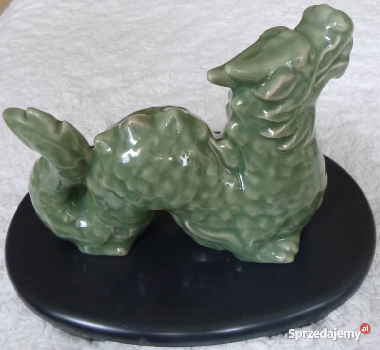 Ceramiczny smok na podstawce Warszawa