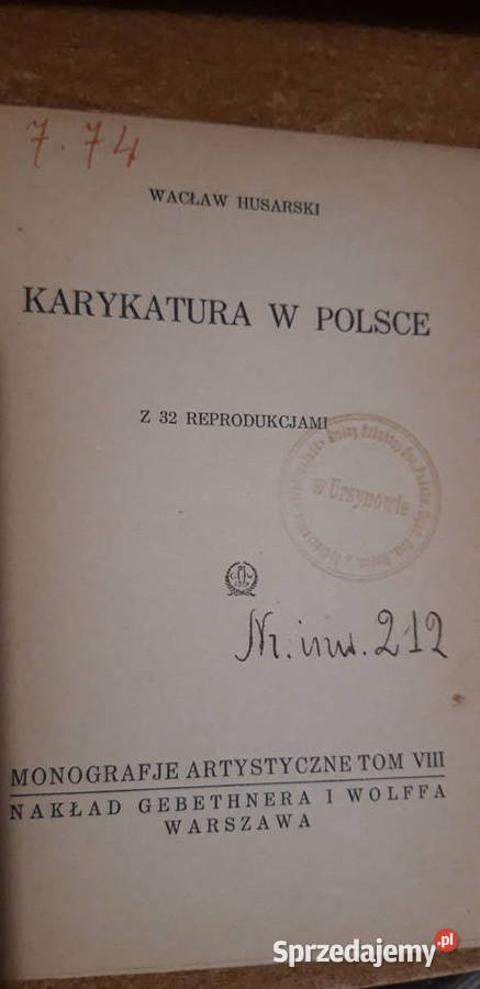 KARYKATURA W POLSCE Z 32 REPROD Husarski Wwa1926 Iwno sprzedam