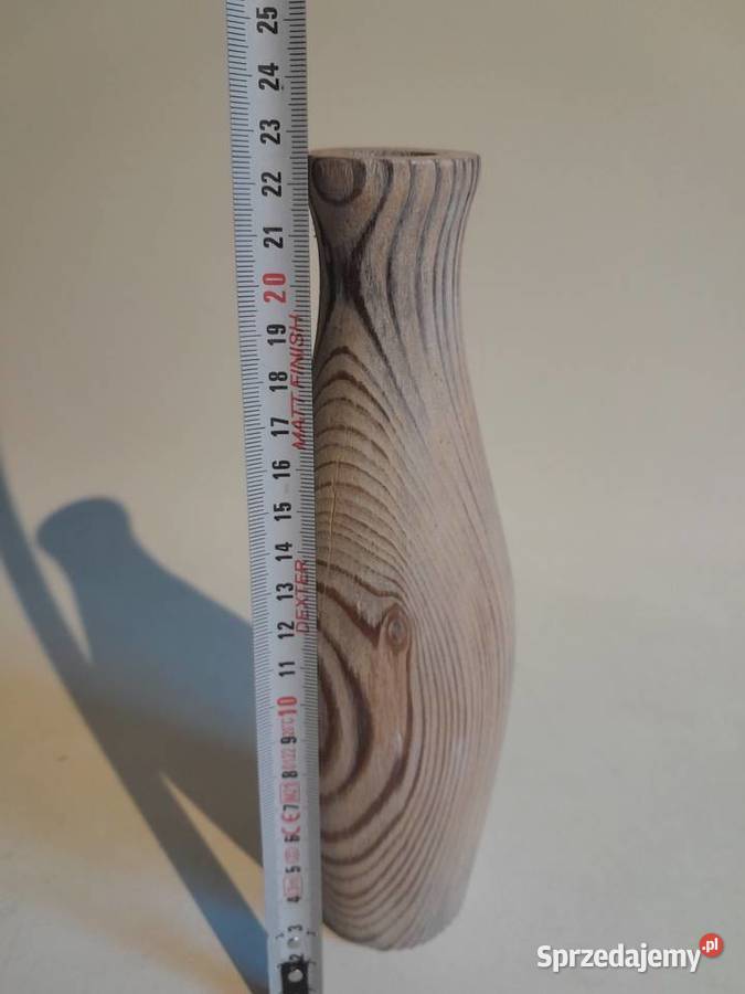 Stary drewniany wazon wazonik lite drewno Dąbrowa Górnicza