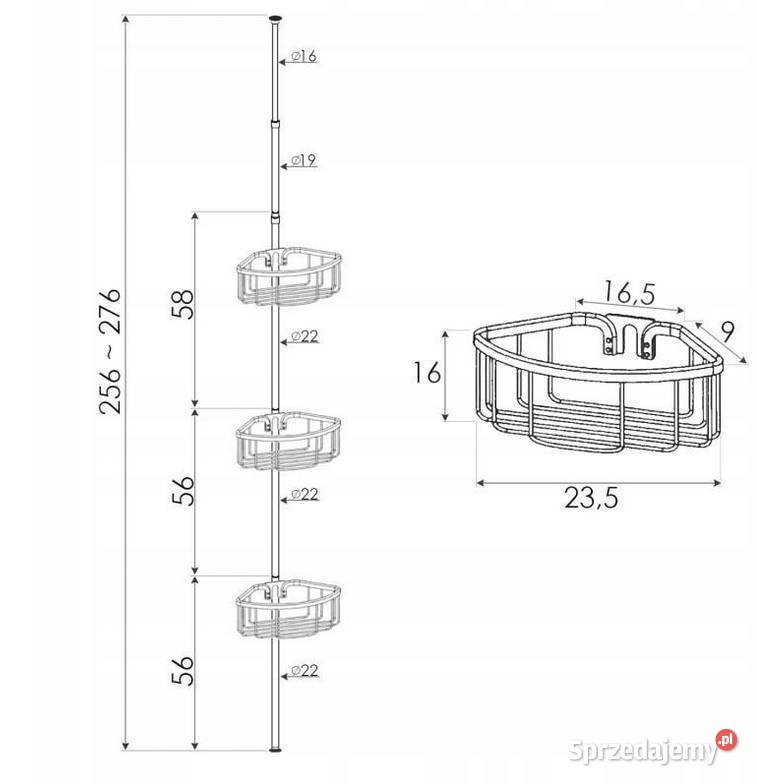 Półka łazienkowa narożna teleskopowa pod Choroszcz sprzedam