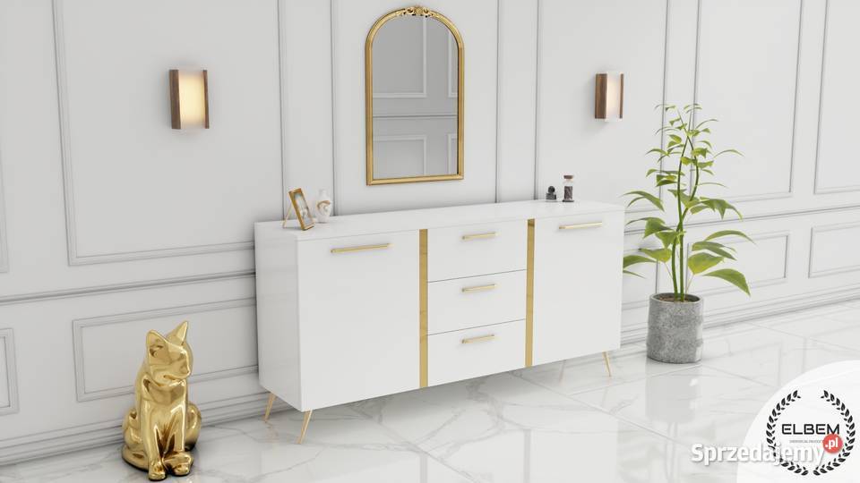 Komoda lakierowana biała w stylu Glamour dolnośląskie