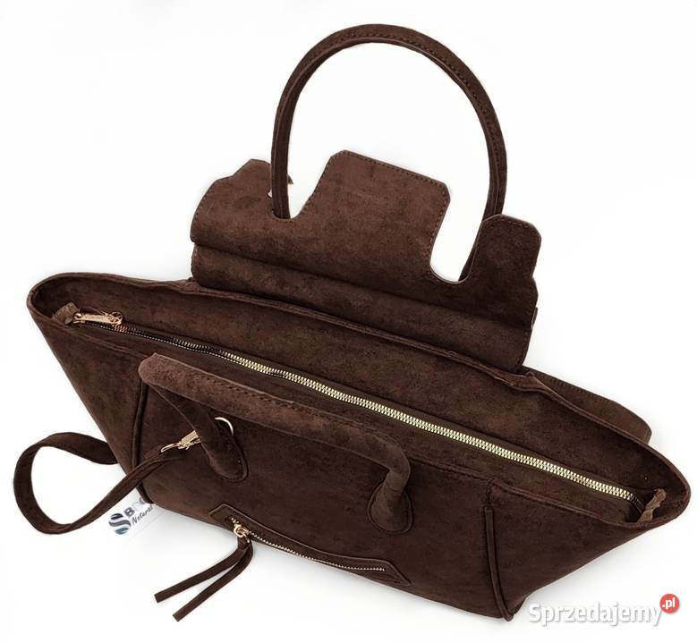 Torebka Zamszowa Eko Czekoladowa Shopper Warszawa
