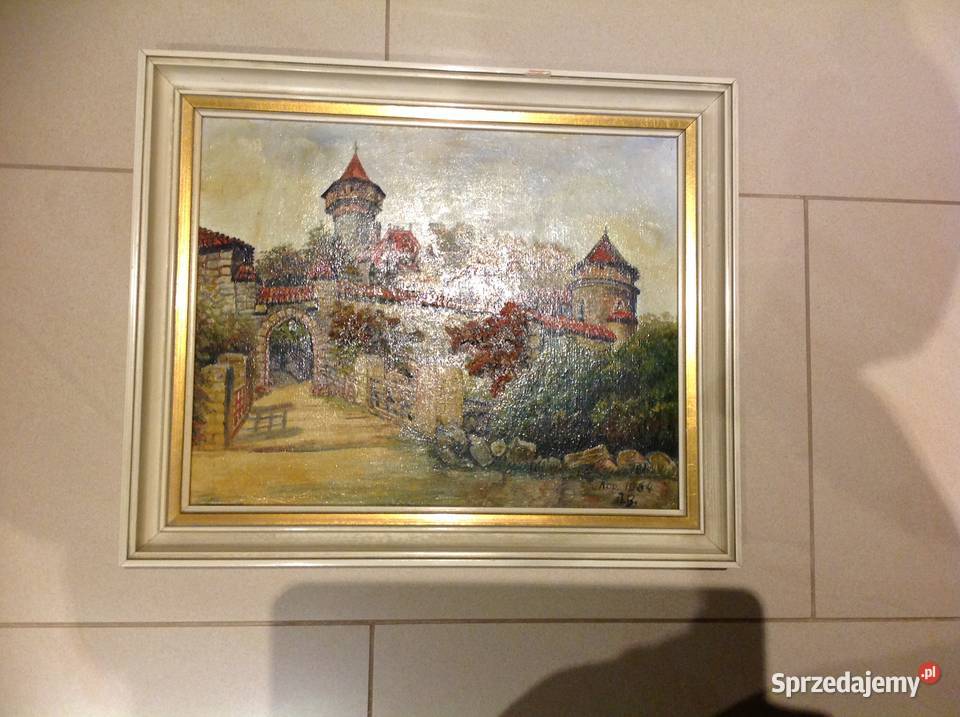 Pięny Stary Obraz Olejny w Ramie Sygnowany Nowa Sól