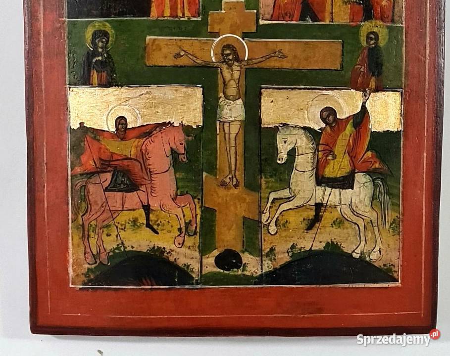 Ikona czteropolowa Jezus Chrystus Ukrzyżowany Malarstwo