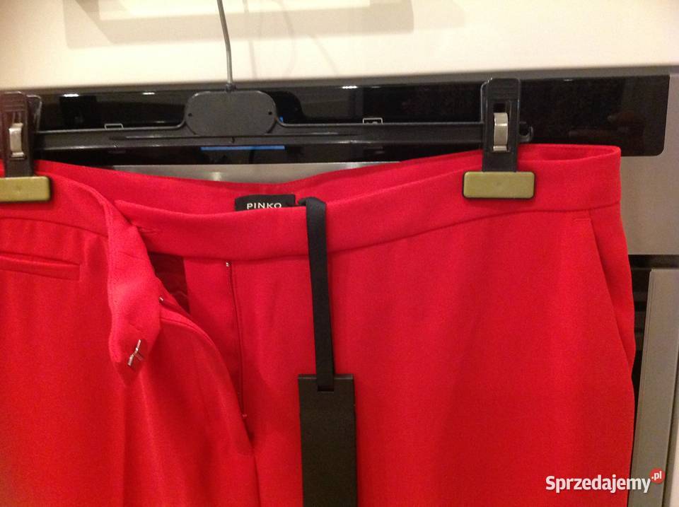 Eleganckie Spodnie Czerwone PINKO LXL Nowe czerwony Nowa Sól