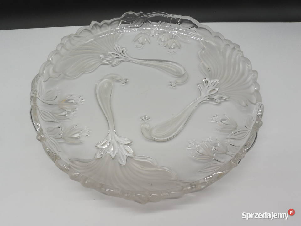 Kryształowa Patera Mikasa Motyw Pawi Antyki, Sztuka, Kolekcje Raszków