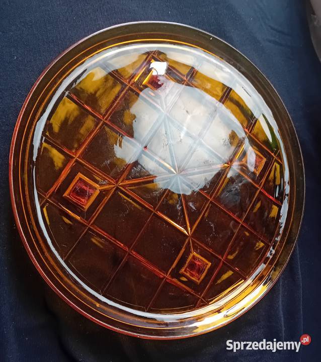 Duża miodowa taca art deco na 4 nóżkach Pierwsza Koźminek
