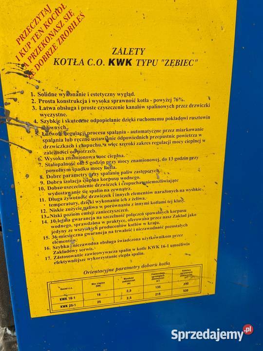 Piec Kocioł CO Ogniwo Zębiec 16KW KWK 16 Dom i Ogród Kraków