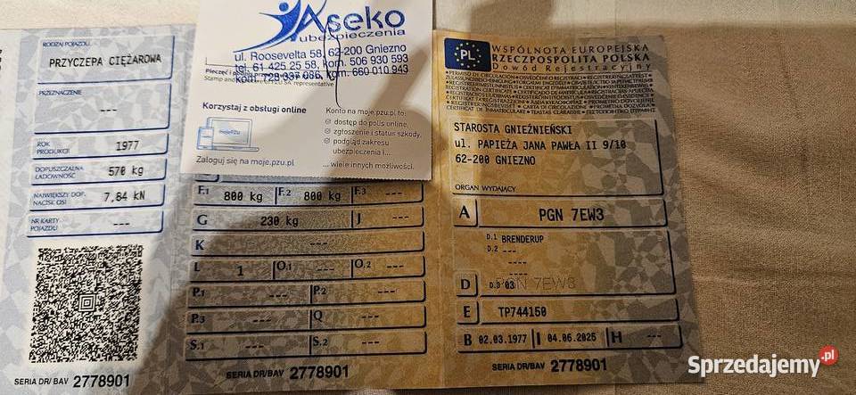 pozostałości perzyczepy dokumenty Gniezno