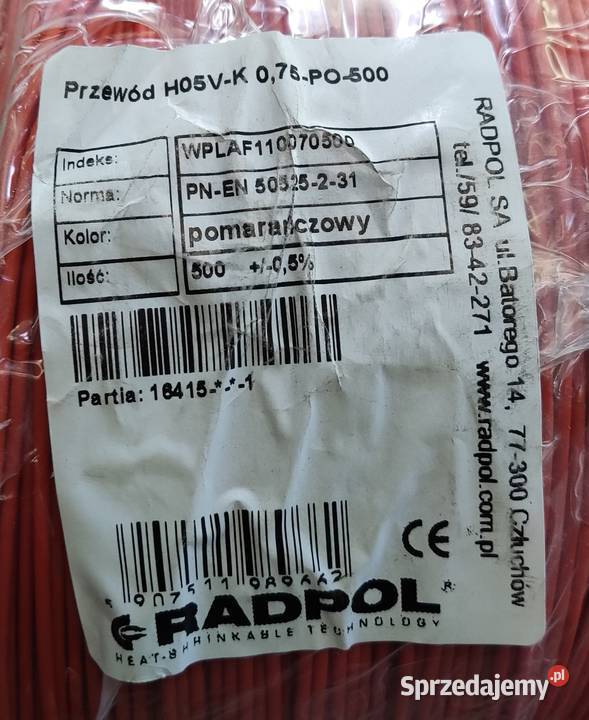 Przewód LGY H05VK 075mm2 różne długości Debrzno sprzedam