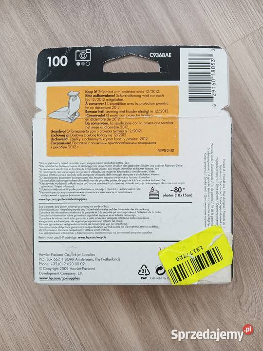 Atrament czarny tusz do drukarki HP 100 C9368AE atramentowa Kraków