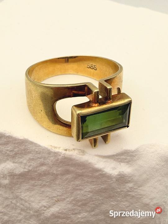 Wykwintny Złoty Pierścionek Vintage Modernist Szczecin