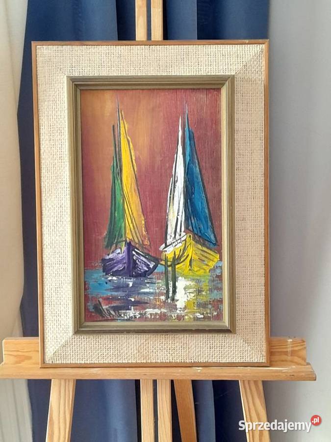 Kolorowe żaglówki obraz olejny mazowieckie Iłża sprzedam