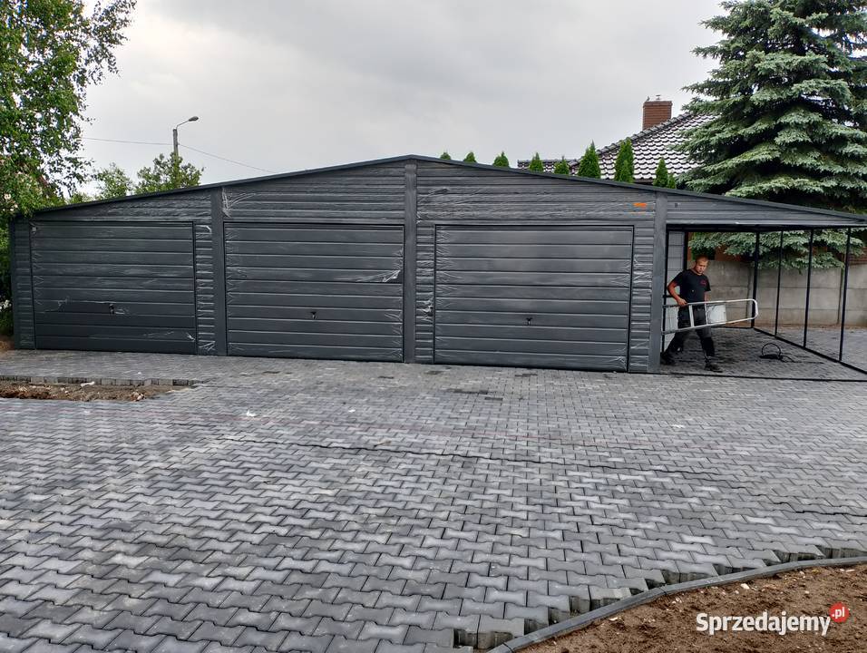 Grafitowy Blaszak bramy uchylne TANIO Garaże blacha Ełk