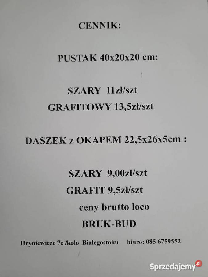 Pustak ogrodzeniowy 11 podlaskie