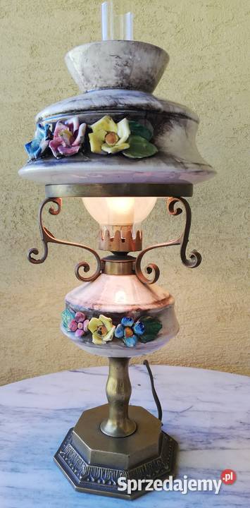 Lampka stołowa oryginalna naftowa ceramiczna