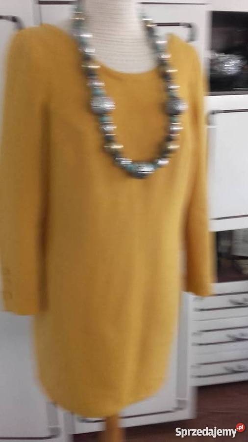 MUSZTARDOWA KASZMIROWA SEXI SUKIENKA r 42 Spódnice i sukienki Odzież damska